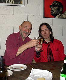 Charlie with host Denys Gillieron at the Bar de la Ferme, Nyon