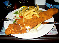 Haddock n Chips at the Hamnavoe Lounge
